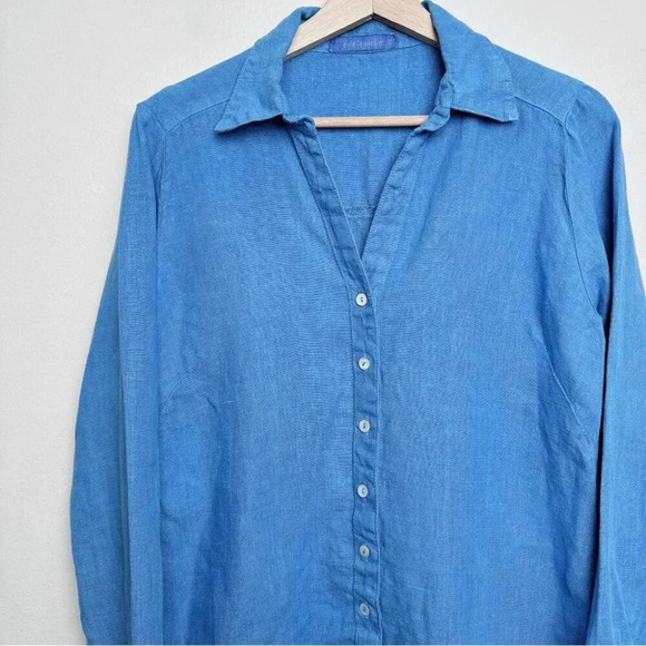 Cut Loose Womens Size Xsmall Linen Button Blue  Shirt - Picture 8 of 15